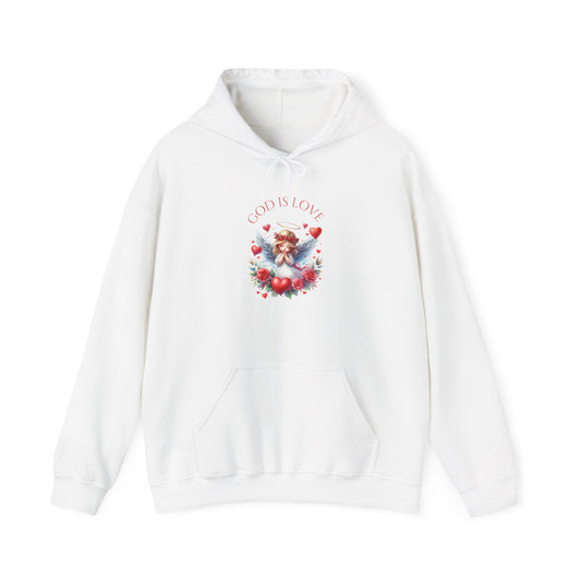 Angel Heart Hoodie — 'God Is Love' Vintage Cherub Hoodie, Romantic Valentine Pullover