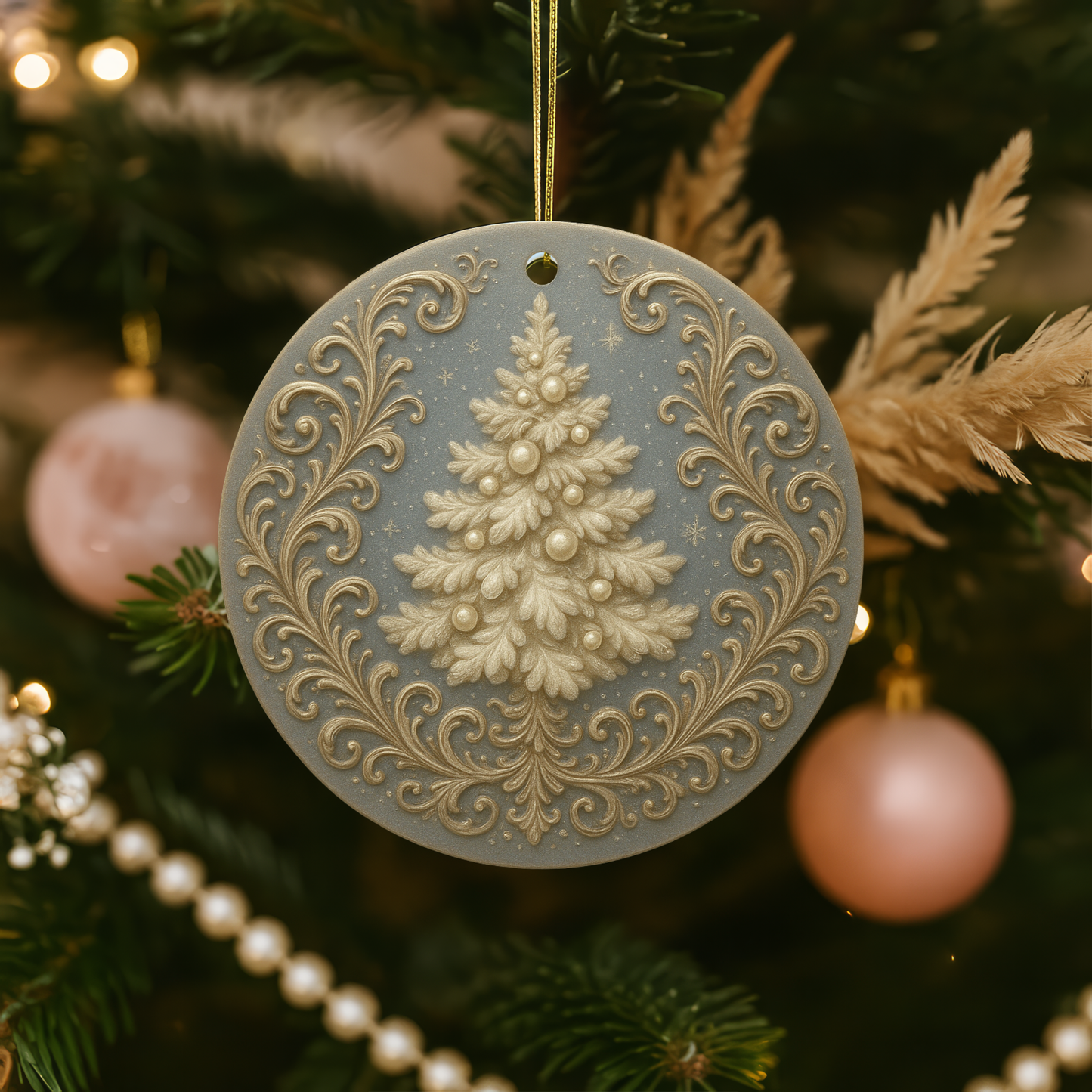 Elegant Christmas Tree Ceramic Ornaments, Holiday Decor, Gift for Friends and Family, Tree Decorations, Personalized Keepsake