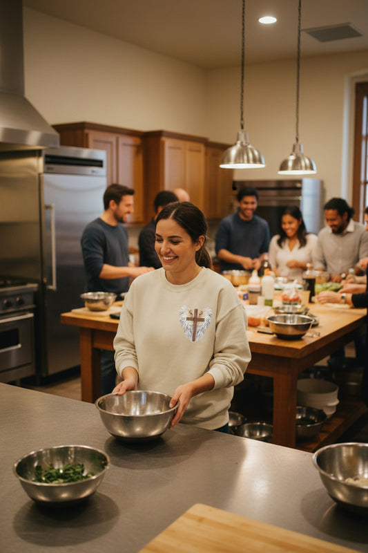 Christian Cross with Angel Wings Sweatshirt — Faith Graphic Crewneck