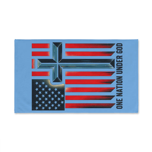 One Nation Under God Hand Towel — American Flag Cross Patriotic Kitchen Towel