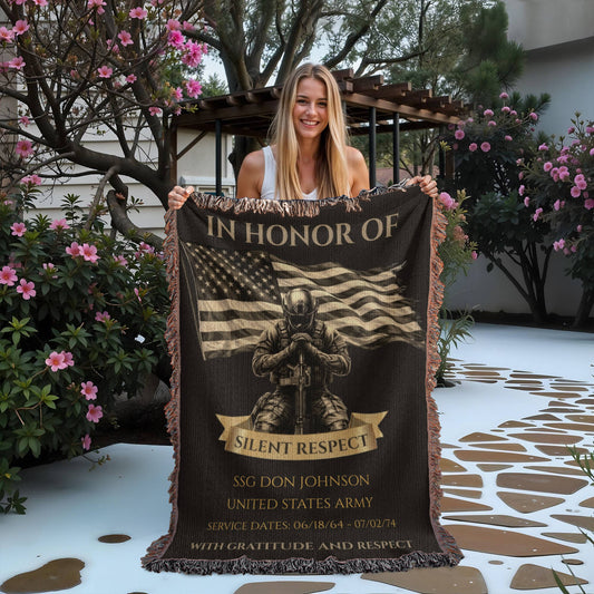 In Honor Of: Personalized Veteran Wall Display Blanket – A Daily Tribute of Honor for a Living Service Member