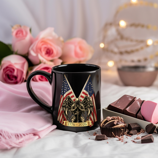 Limited Edition: America's 250th Birthday Commemorative Crossed Flags Warrior Mug, 15oz