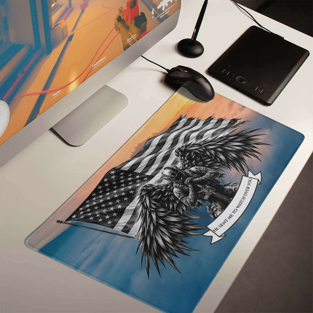He Sent Me Guardian Angel Desk Mat