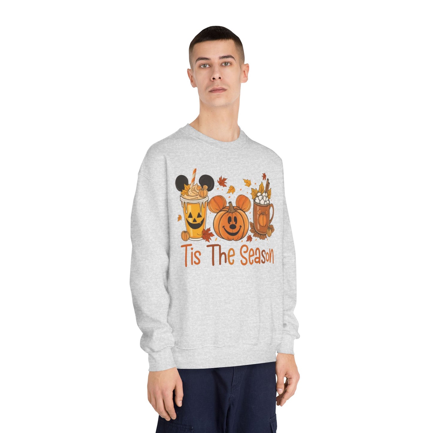 Cozy Fall Sweatshirt with Pumpkin and Hot Cocoa Design, Fall Apparel, Halloween Gift, Winter Fashion, Seasonal Sweatshirt