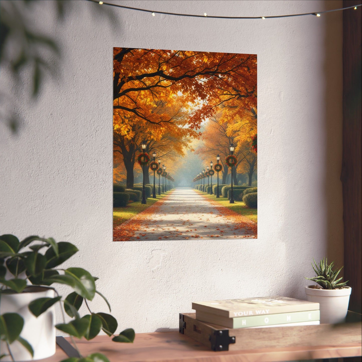 Autumn Pathway Wall Art, Matte Vertical Posters, Fall Decor, Seasonal Artwork, Cozy Home Vibes, Perfect for Thanksgiving