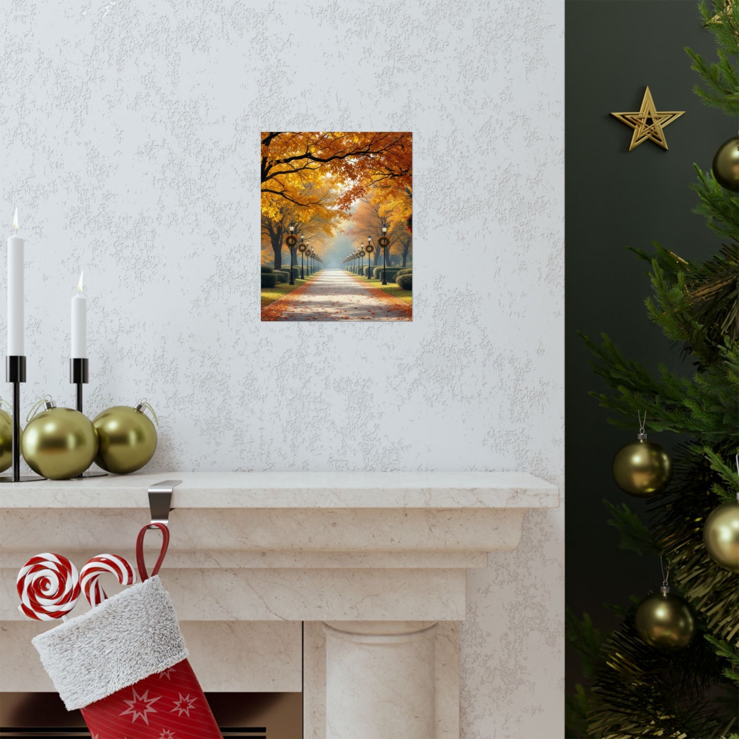 Autumn Pathway Wall Art, Matte Vertical Posters, Fall Decor, Seasonal Artwork, Cozy Home Vibes, Perfect for Thanksgiving