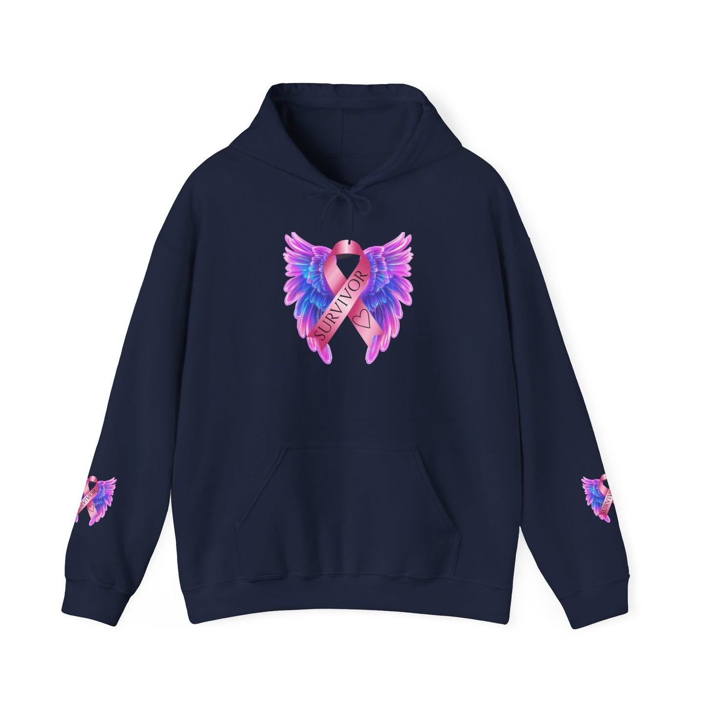 Breast Cancer Ribbon Angel Wings Hoodie, Awareness Pullover