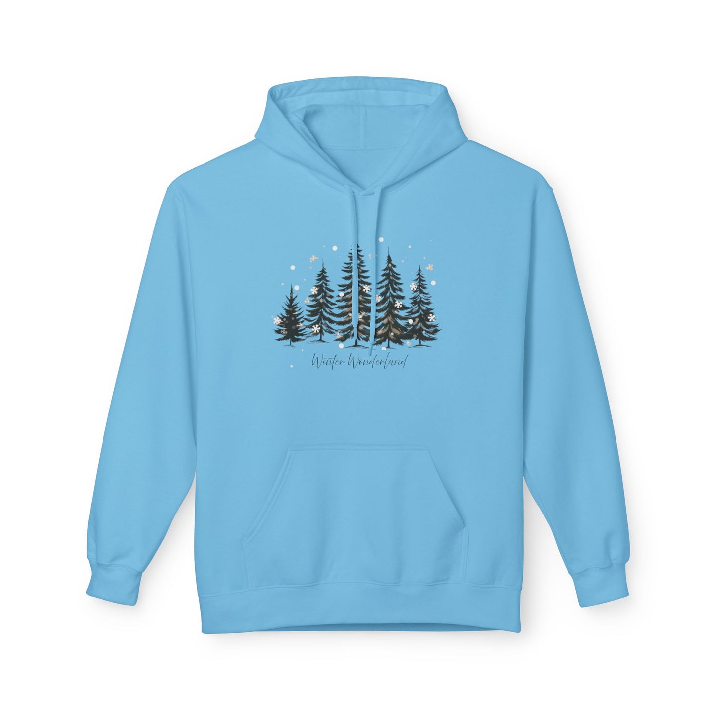 Cozy Forest Winter Hoodie with Snowflakes