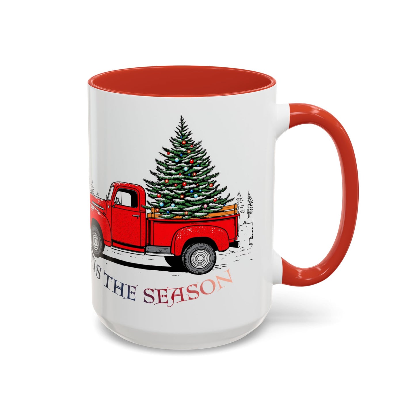 Holiday Accent Coffee Mug - 'Tis the Season Red Truck Design