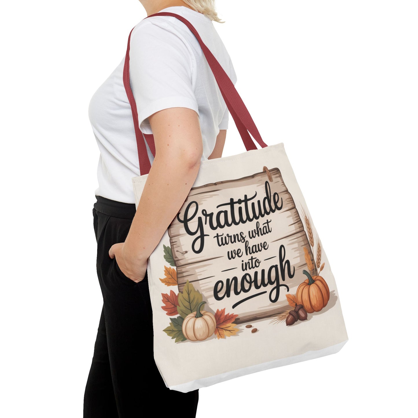 Gratitude Fall Tote Bag, Perfect for Thanksgiving, Eco-Friendly Shopping, Autumn Decor, Gift for Her