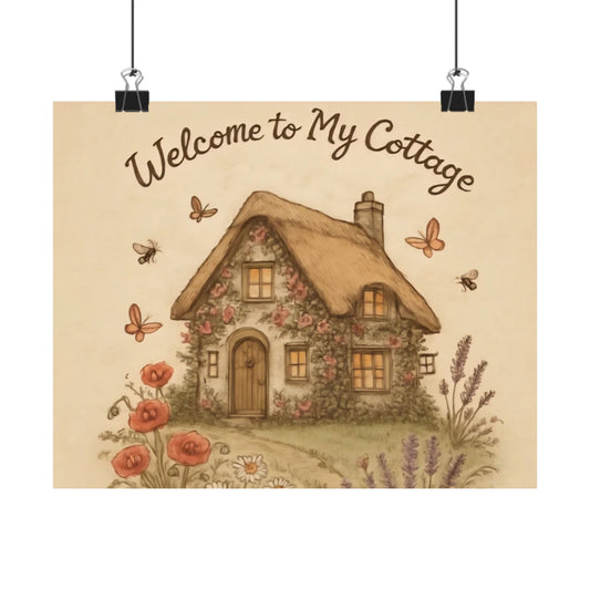 Charming Cottage Wall Art Print, Botanical Home Decor, Rustic Cottagecore Poster, Housewarming Gift, Vintage Aesthetic