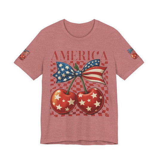 Patriotic Cherry Tee — Fun 4th of July Cherry Graphic T-Shirt
