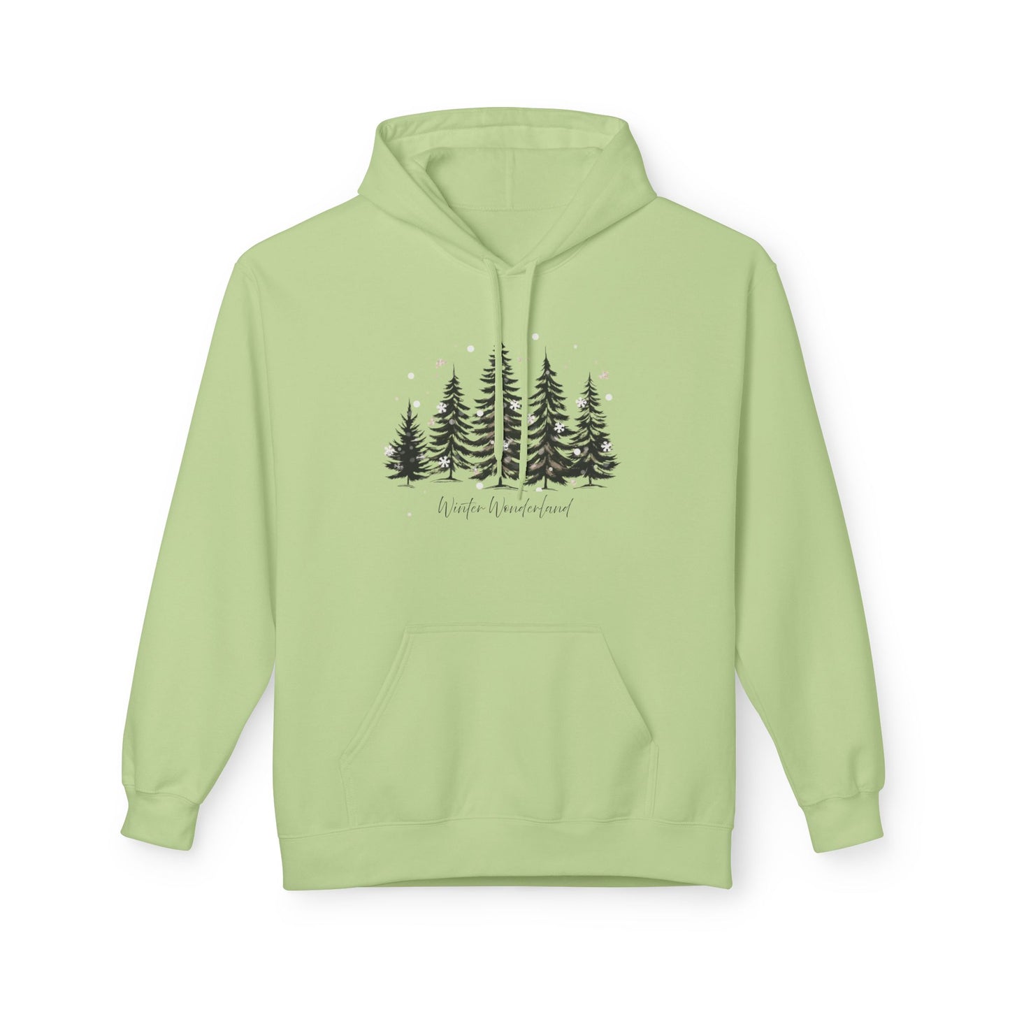 Cozy Forest Winter Hoodie with Snowflakes