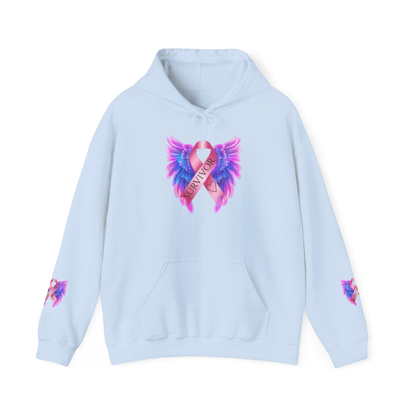 Breast Cancer Ribbon Angel Wings Hoodie, Awareness Pullover