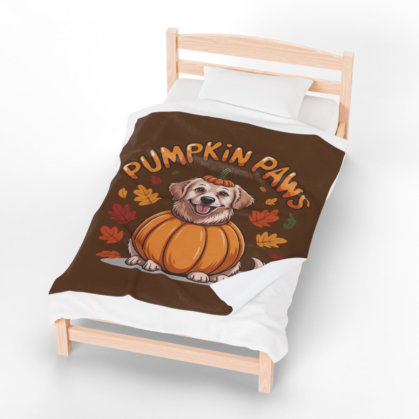 Pumpkin Paws Velveteen Blanket