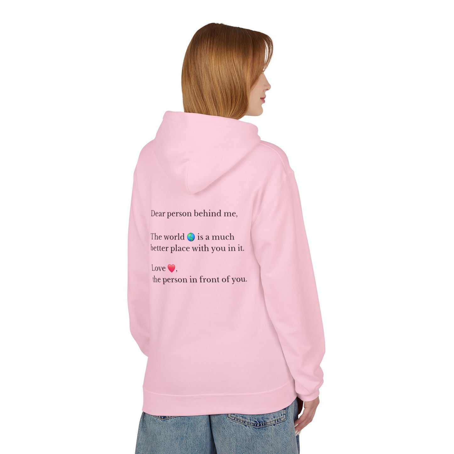 "You Are Enough" Inspirational Hoodie with Pointing Design (Back Message: Encouraging Note)
