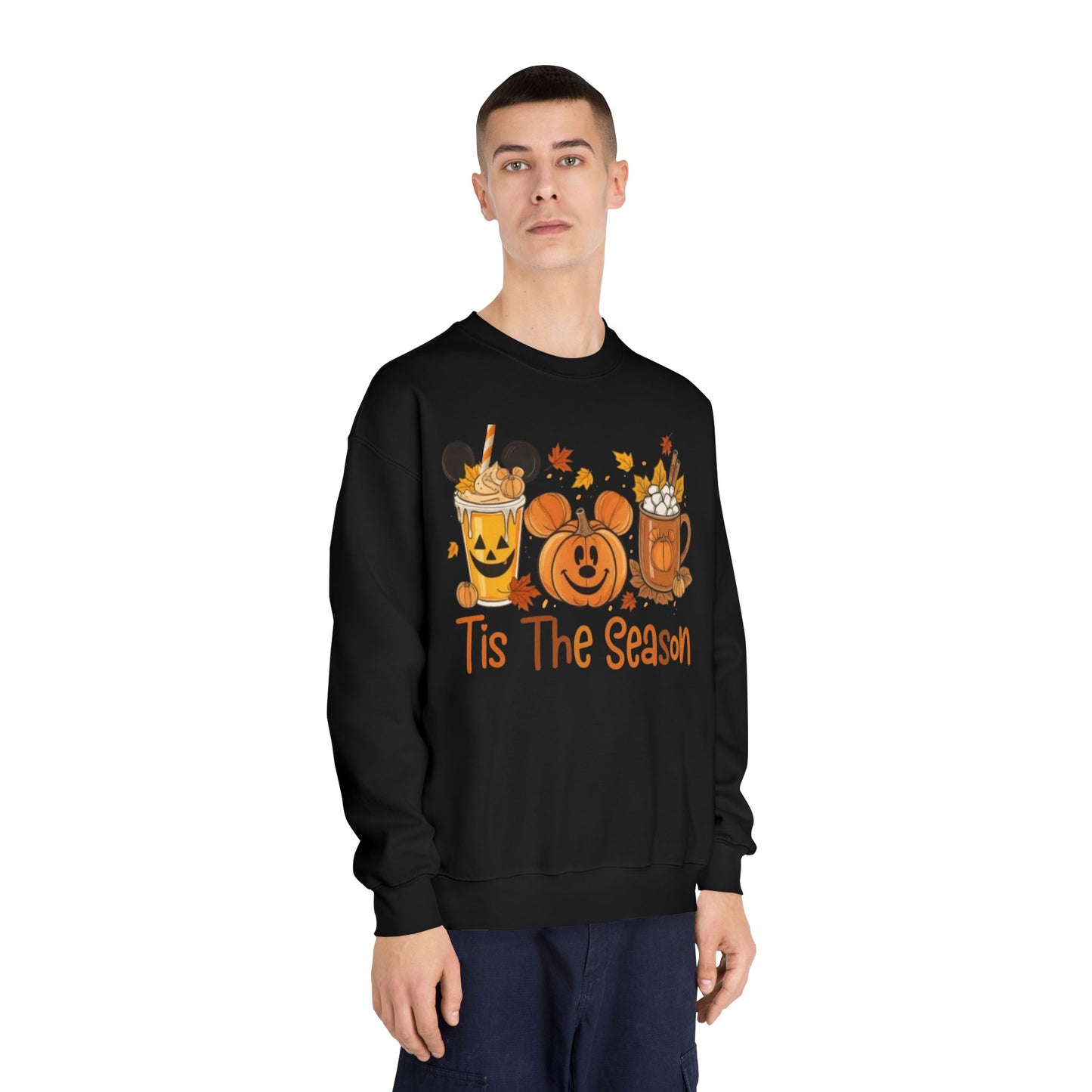 Cozy Fall Sweatshirt with Pumpkin and Hot Cocoa Design, Fall Apparel, Halloween Gift, Winter Fashion, Seasonal Sweatshirt