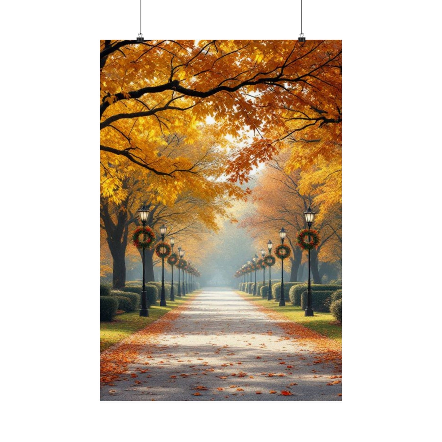 Autumn Pathway Wall Art, Matte Vertical Posters, Fall Decor, Seasonal Artwork, Cozy Home Vibes, Perfect for Thanksgiving