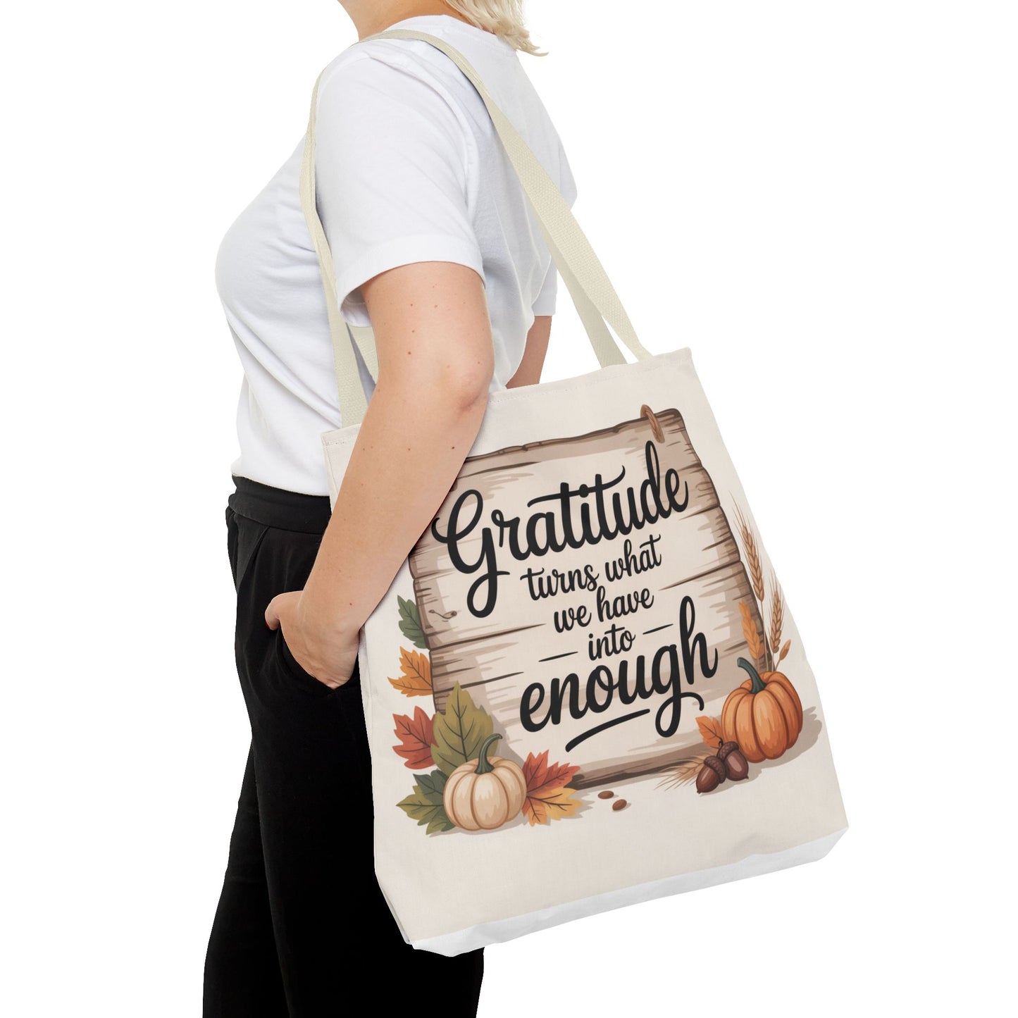 Gratitude Fall Tote Bag, Perfect for Thanksgiving, Eco-Friendly Shopping, Autumn Decor, Gift for Her