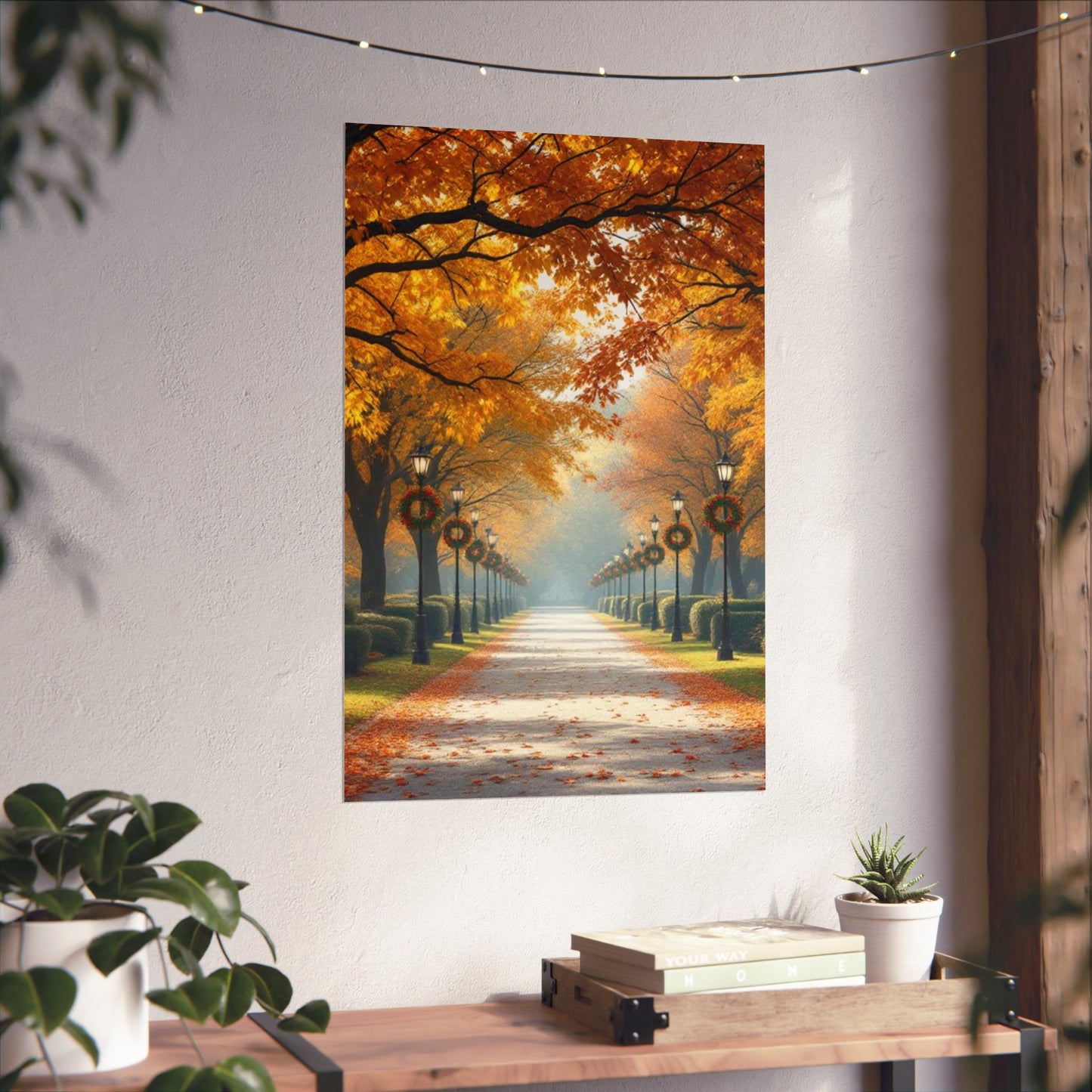 Autumn Pathway Wall Art, Matte Vertical Posters, Fall Decor, Seasonal Artwork, Cozy Home Vibes, Perfect for Thanksgiving