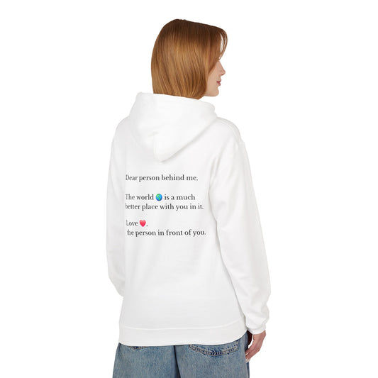 "You Are Enough" Inspirational Hoodie with Pointing Design (Back Message: Encouraging Note)