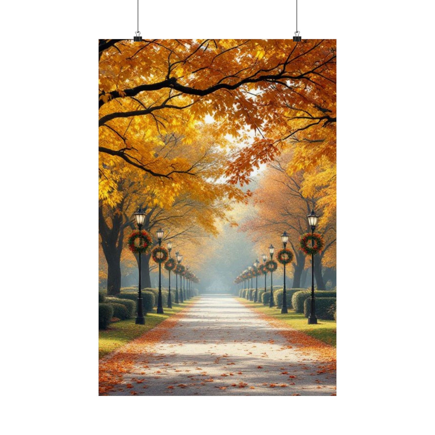 Autumn Pathway Wall Art, Matte Vertical Posters, Fall Decor, Seasonal Artwork, Cozy Home Vibes, Perfect for Thanksgiving