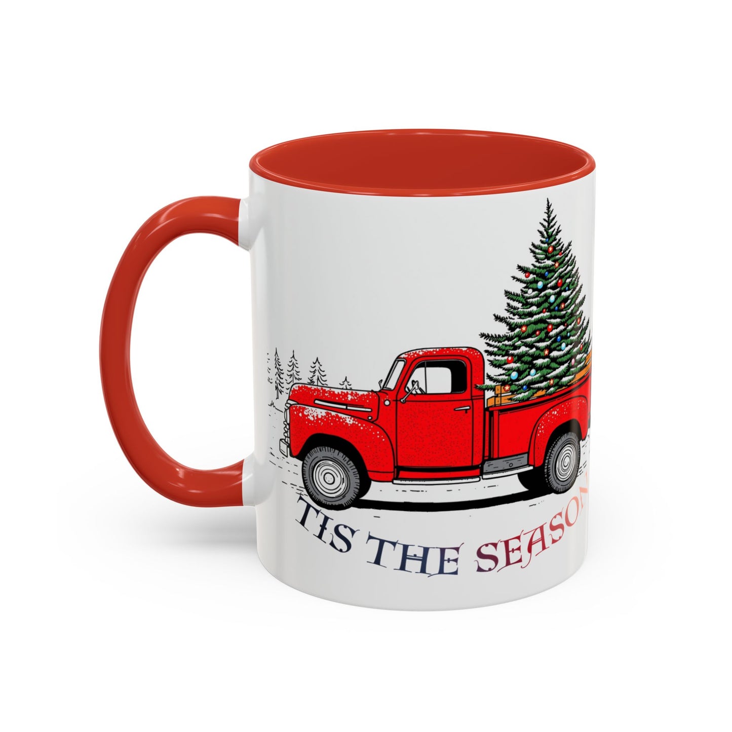 Holiday Accent Coffee Mug - 'Tis the Season Red Truck Design