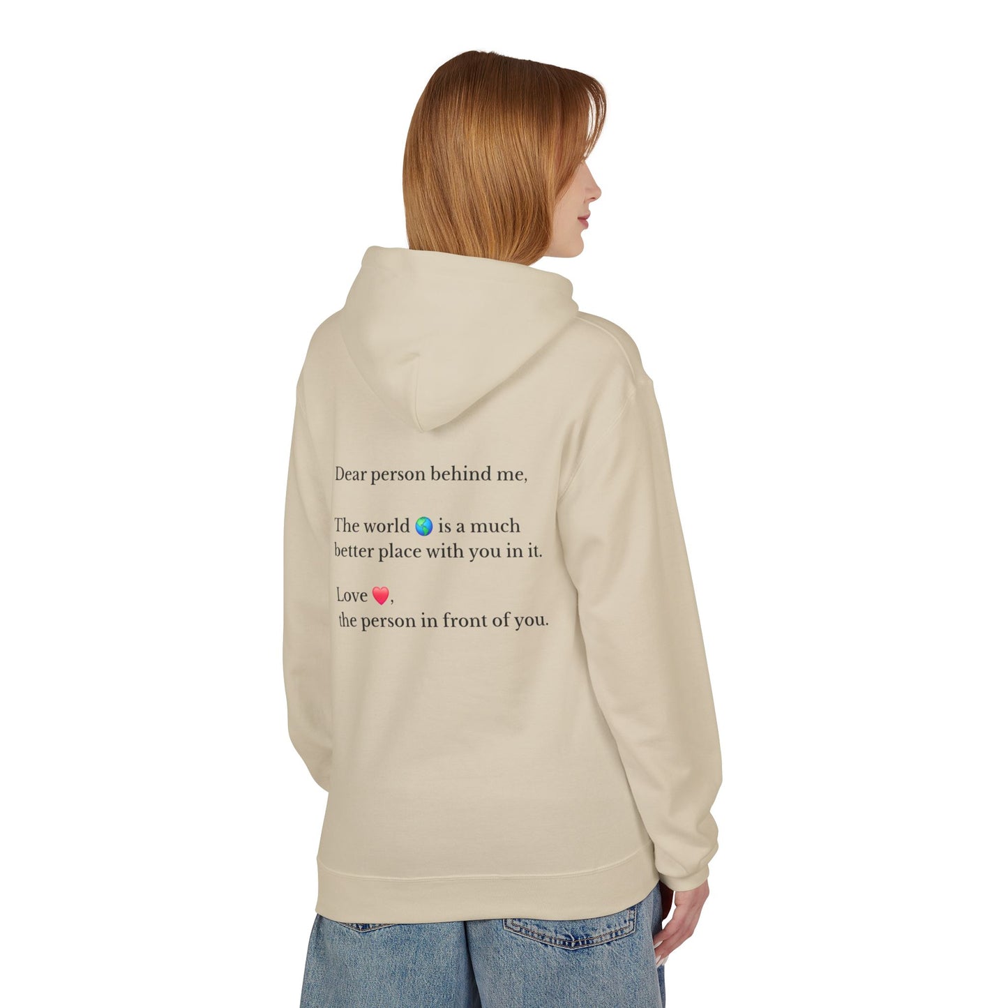 "You Are Enough" Inspirational Hoodie with Pointing Design (Back Message: Encouraging Note)