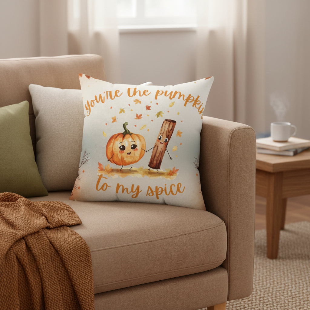Pumpkin Spice Pillow, Fall Décor, Cozy Home Accent, Autumn Gift, Seasonal Cushion, Cute Harvest Pillow