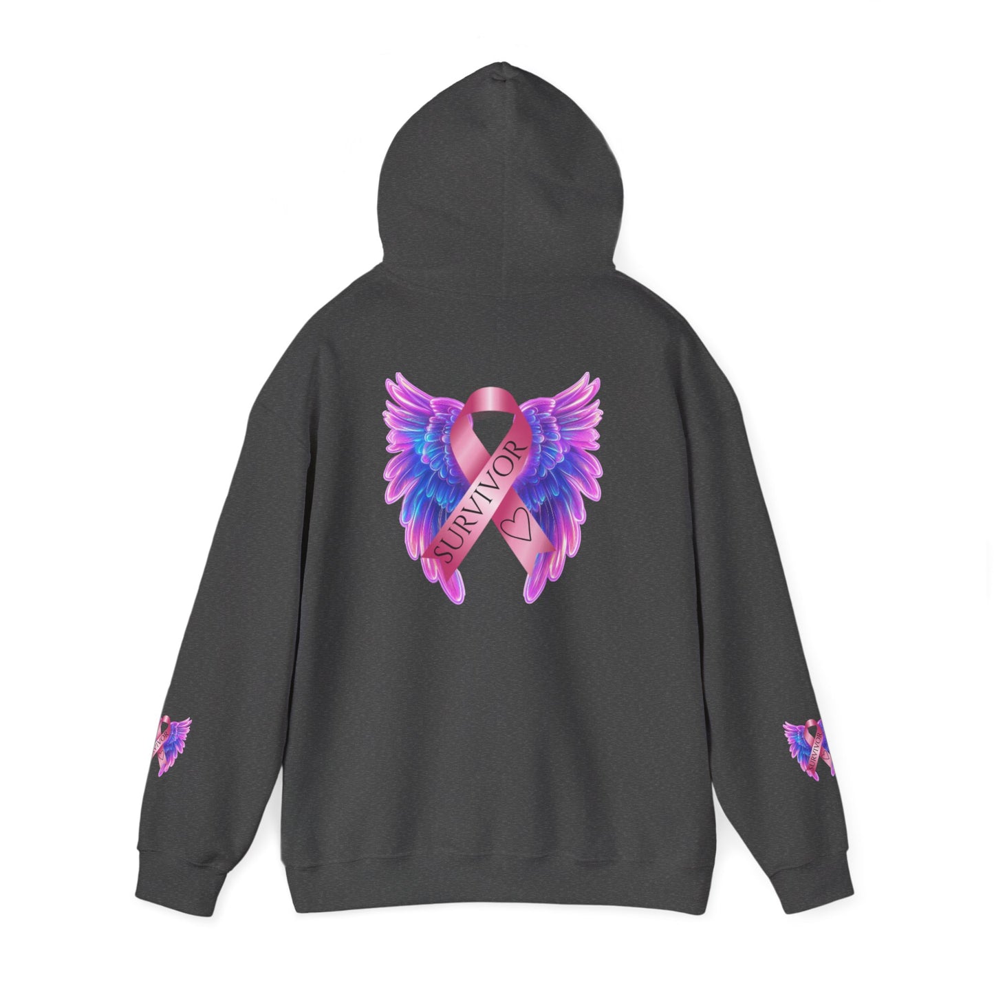Breast Cancer Ribbon Angel Wings Hoodie, Awareness Pullover