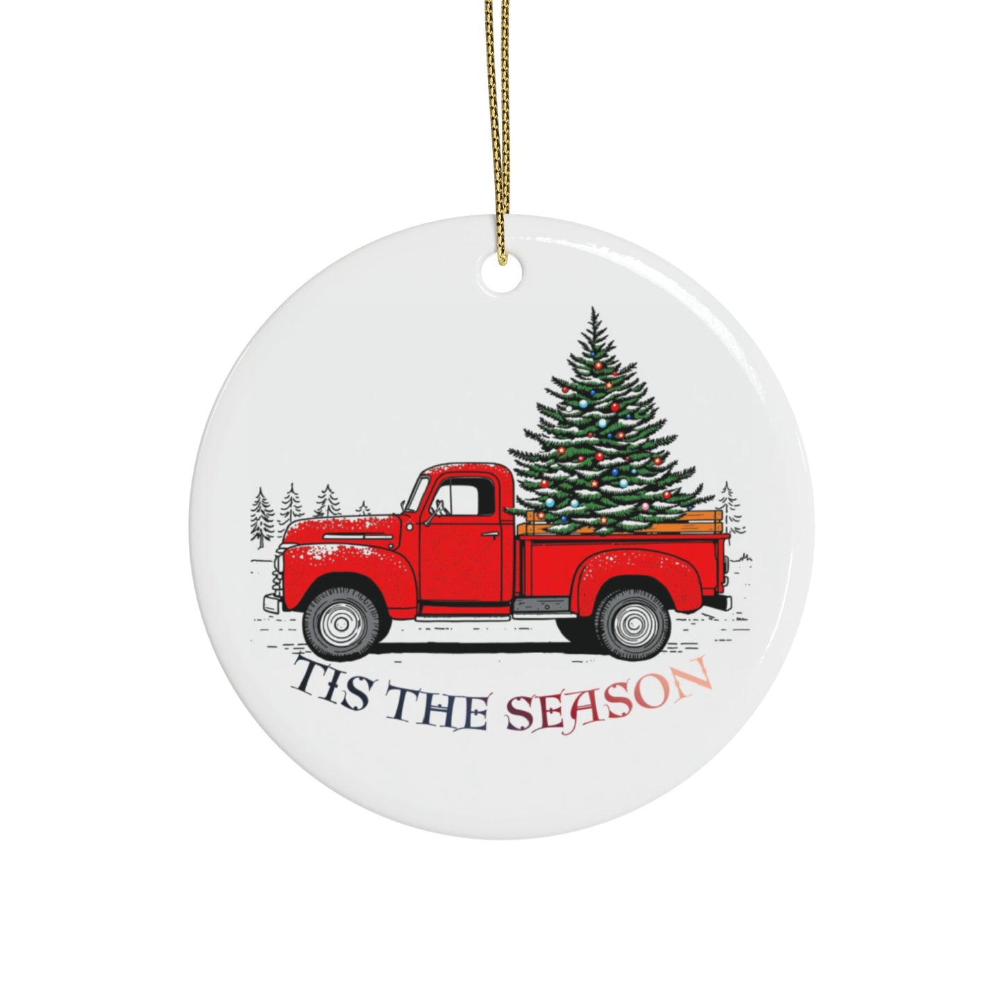 Christmas Truck Ceramic Ornaments