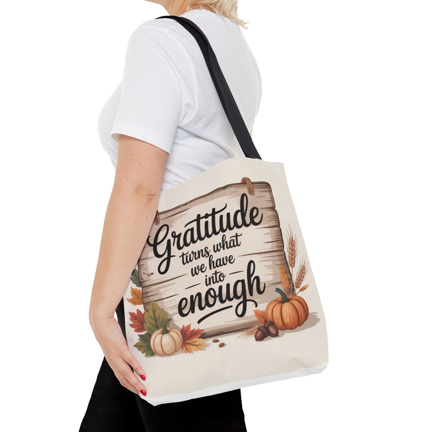 Gratitude Fall Tote Bag, Perfect for Thanksgiving, Eco-Friendly Shopping, Autumn Decor, Gift for Her