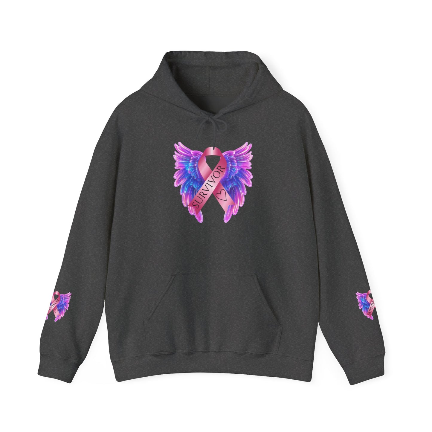 Breast Cancer Ribbon Angel Wings Hoodie, Awareness Pullover