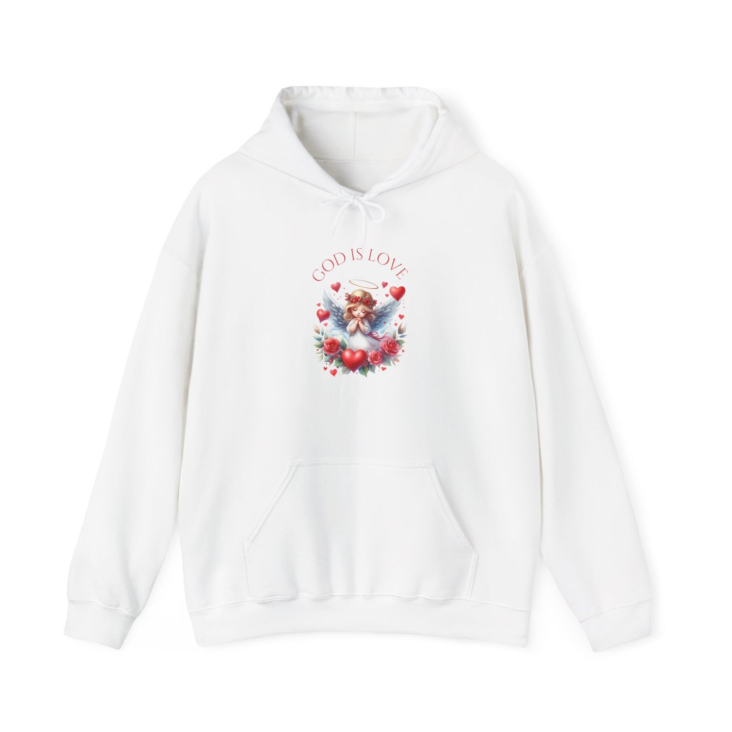 Angel Heart Hoodie — 'God Is Love' Vintage Cherub Hoodie, Romantic Valentine Pullover
