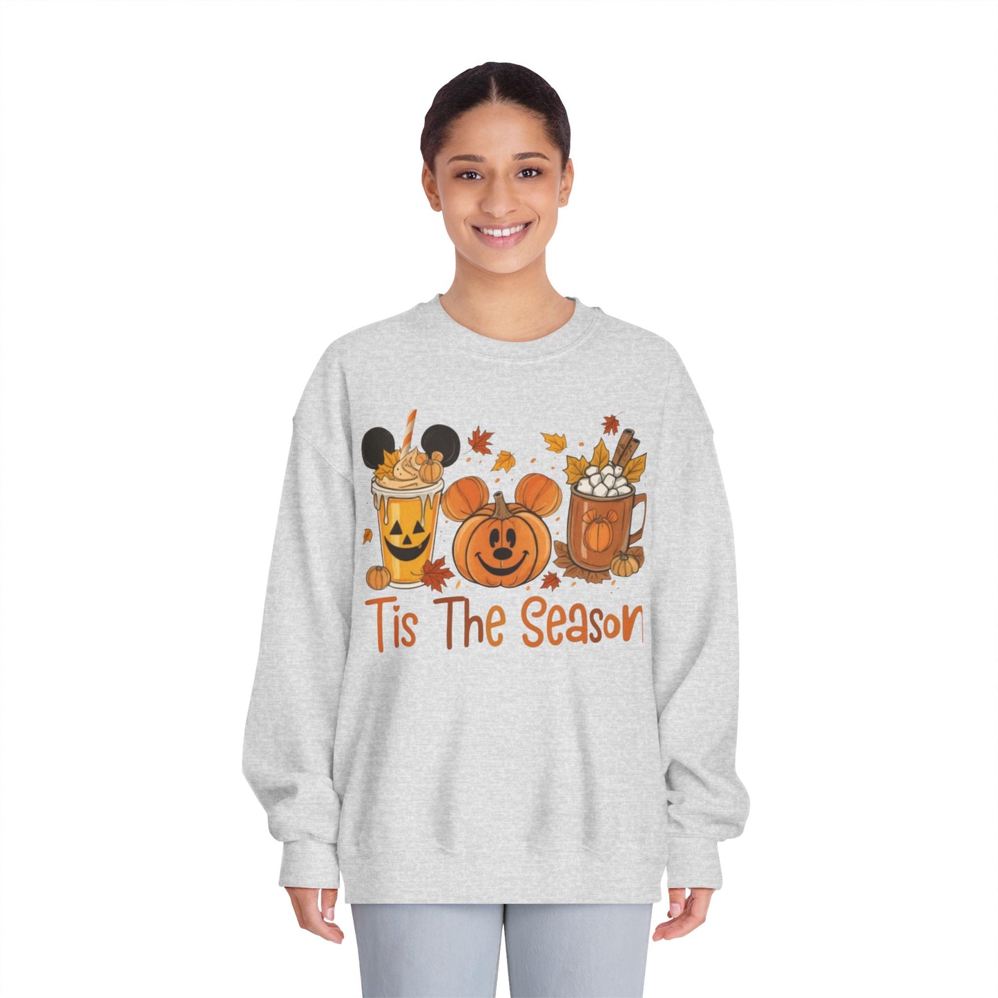 Cozy Fall Sweatshirt with Pumpkin and Hot Cocoa Design, Fall Apparel, Halloween Gift, Winter Fashion, Seasonal Sweatshirt