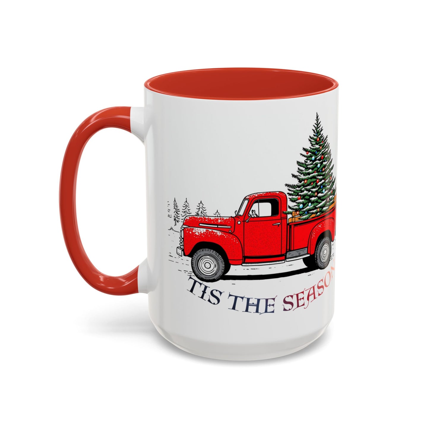 Holiday Accent Coffee Mug - 'Tis the Season Red Truck Design