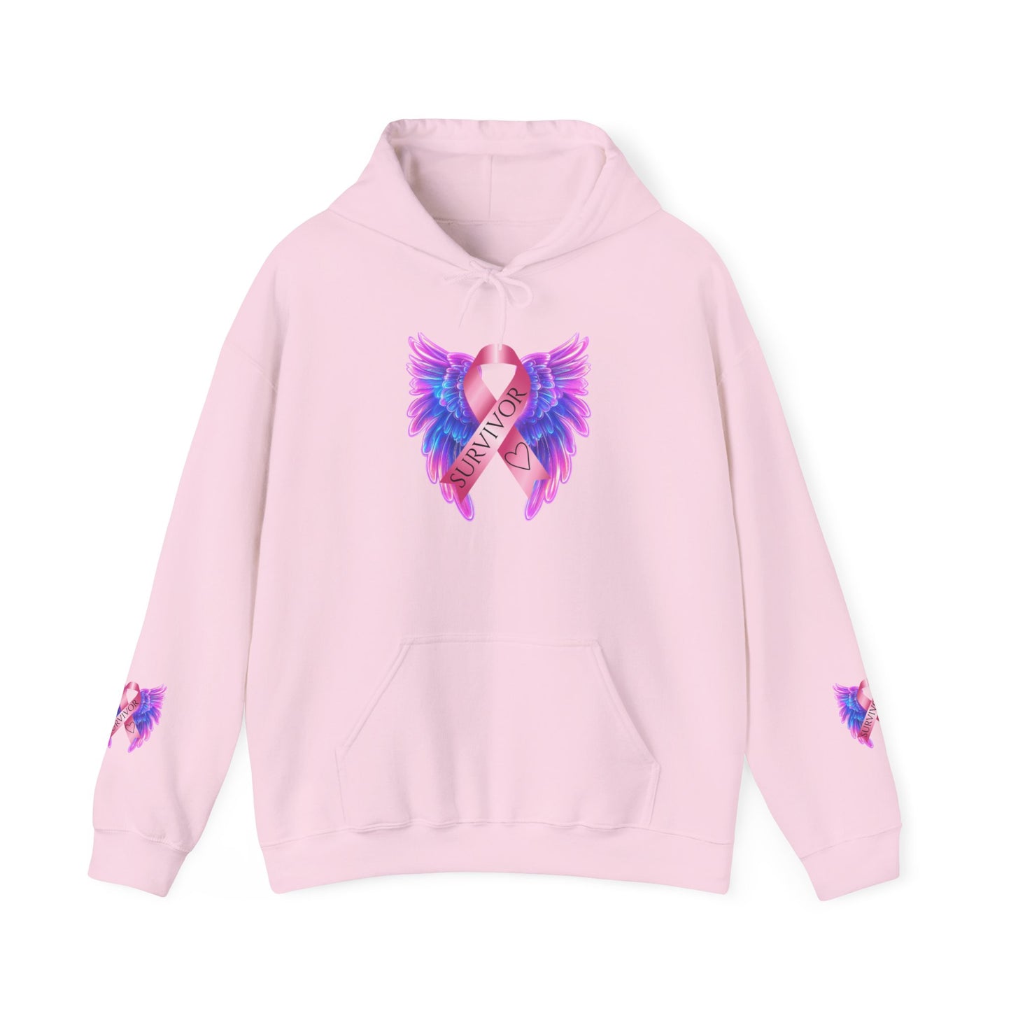 Breast Cancer Ribbon Angel Wings Hoodie, Awareness Pullover