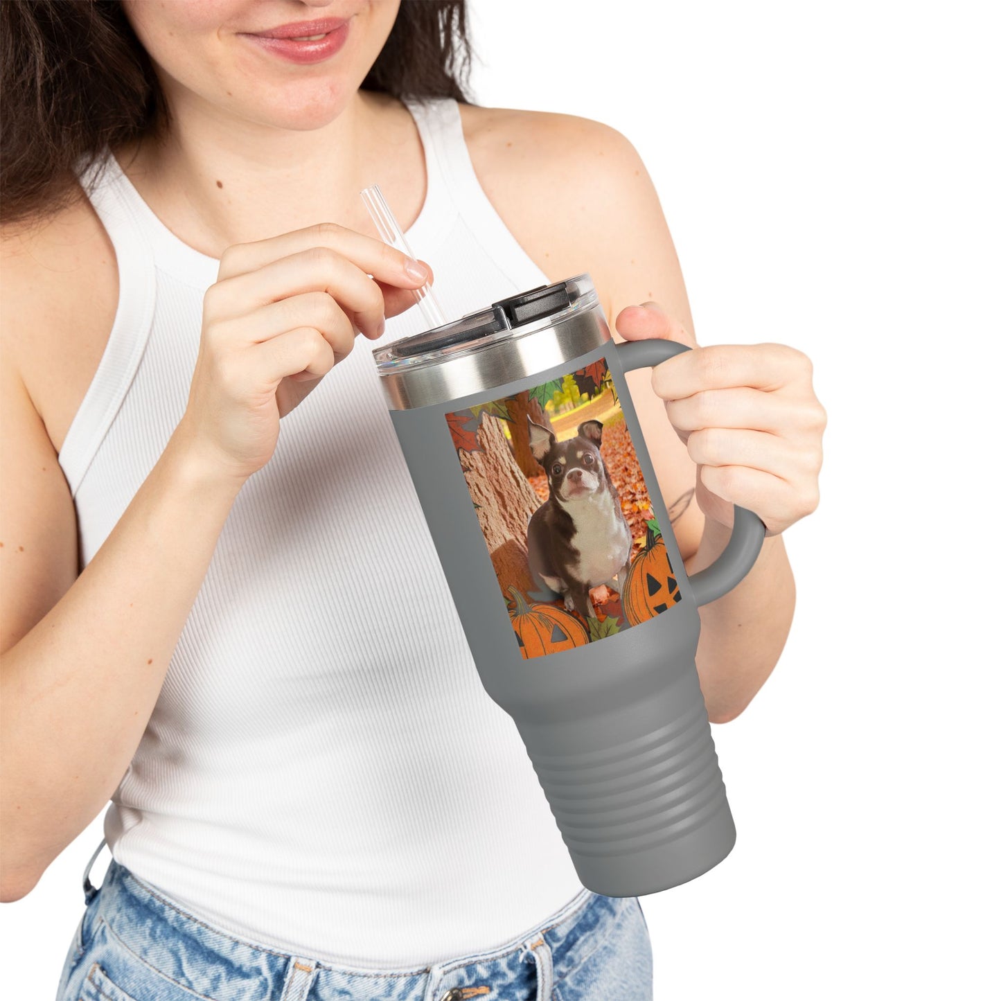 Pet Themed Insulated Travel Mug, 40oz - Fall Design