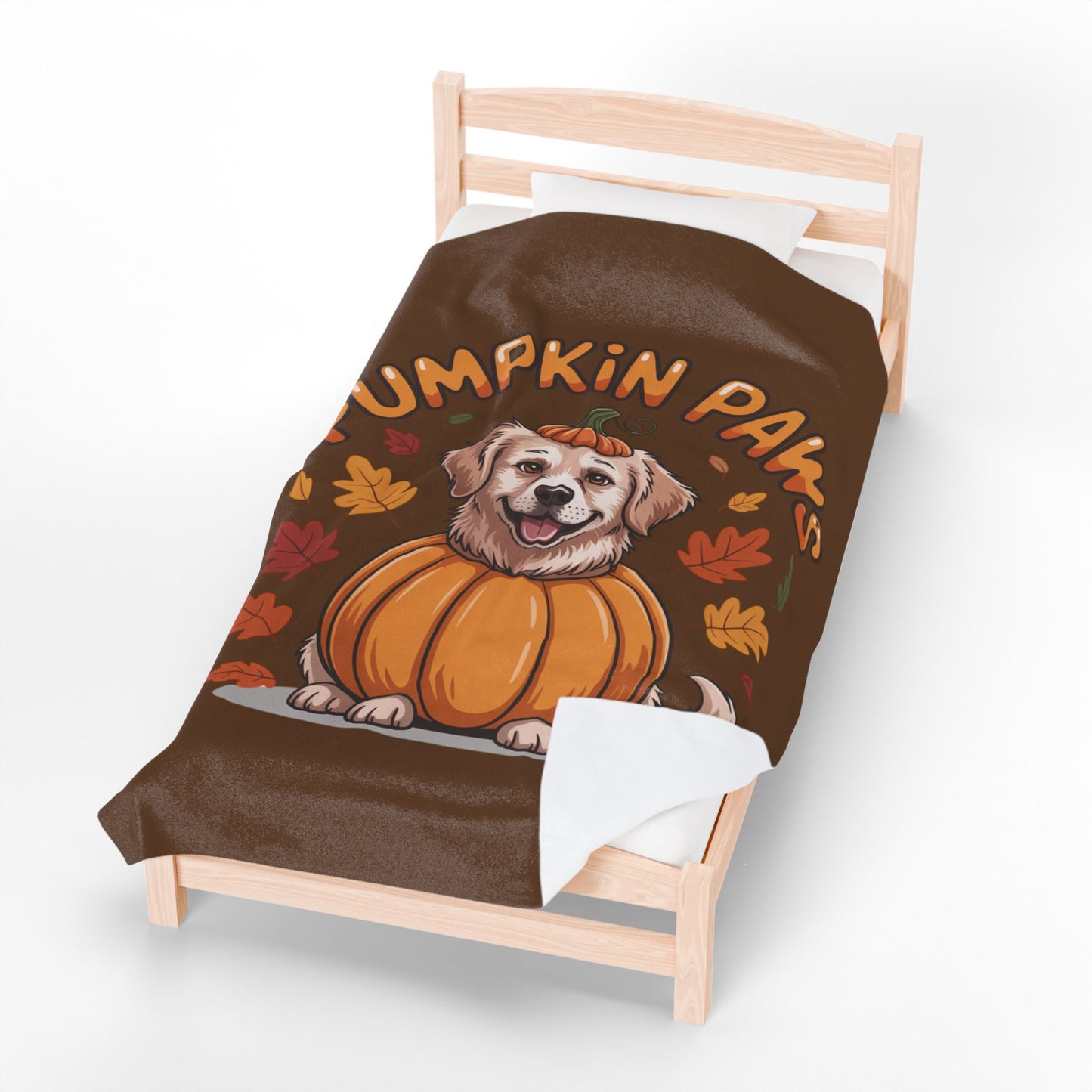 Pumpkin Paws Velveteen Blanket