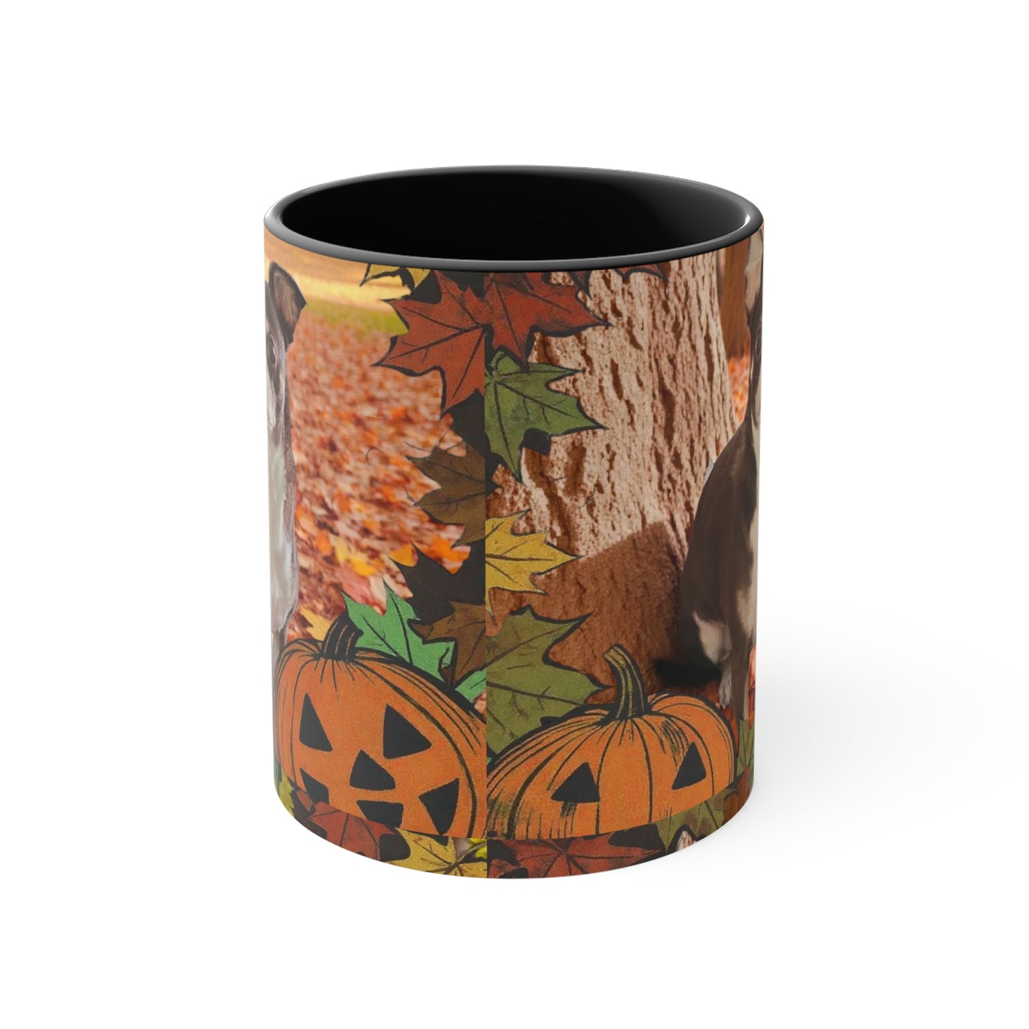 Autumn Pet-Themed Accent Mug | Cute Dog & Pumpkin Design, Fall Coffee Cup, Gift for Pet Lovers, Halloween Decor, Cozy Tea Mug