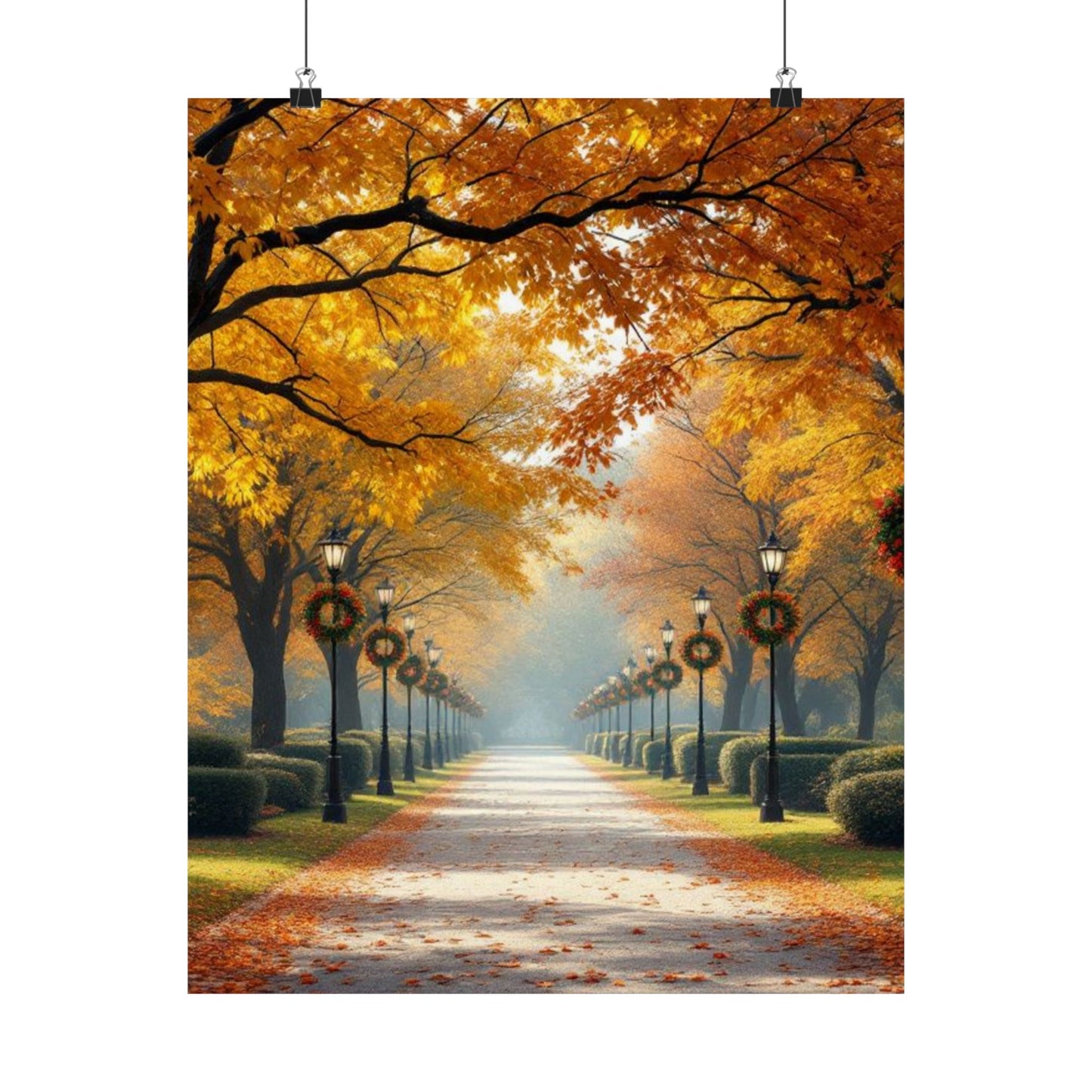 Autumn Pathway Wall Art, Matte Vertical Posters, Fall Decor, Seasonal Artwork, Cozy Home Vibes, Perfect for Thanksgiving