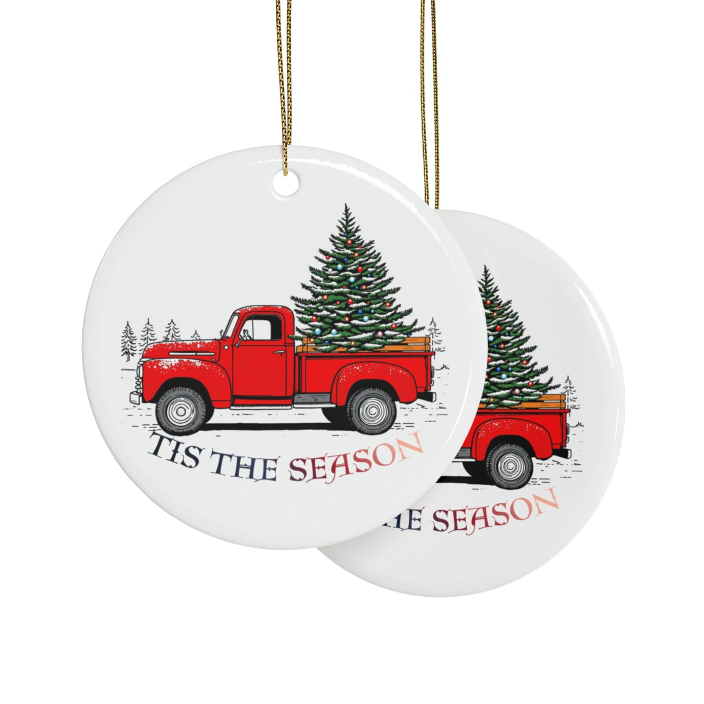 Christmas Truck Ceramic Ornaments