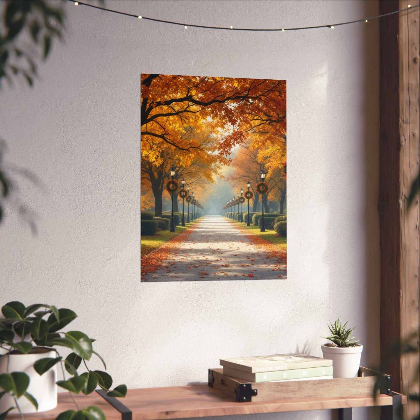 Autumn Pathway Wall Art, Matte Vertical Posters, Fall Decor, Seasonal Artwork, Cozy Home Vibes, Perfect for Thanksgiving