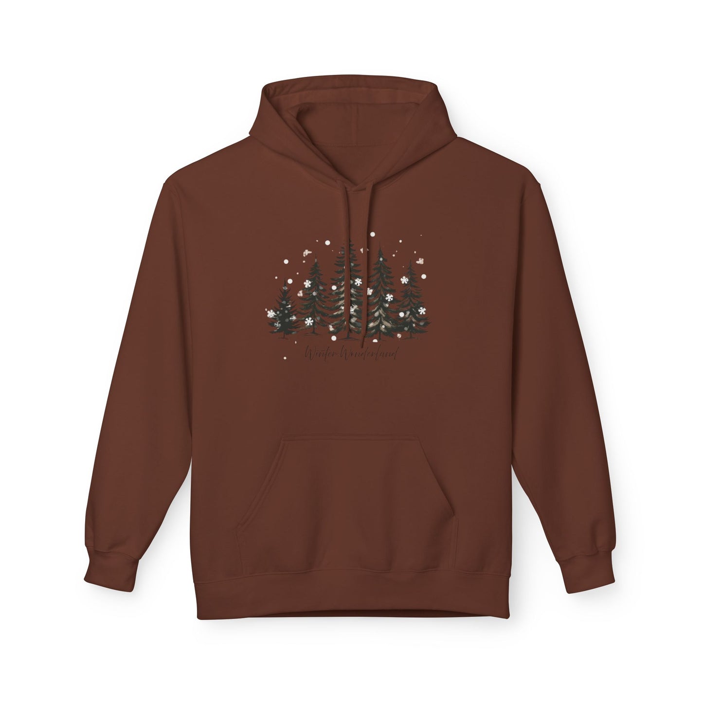 Cozy Forest Winter Hoodie with Snowflakes