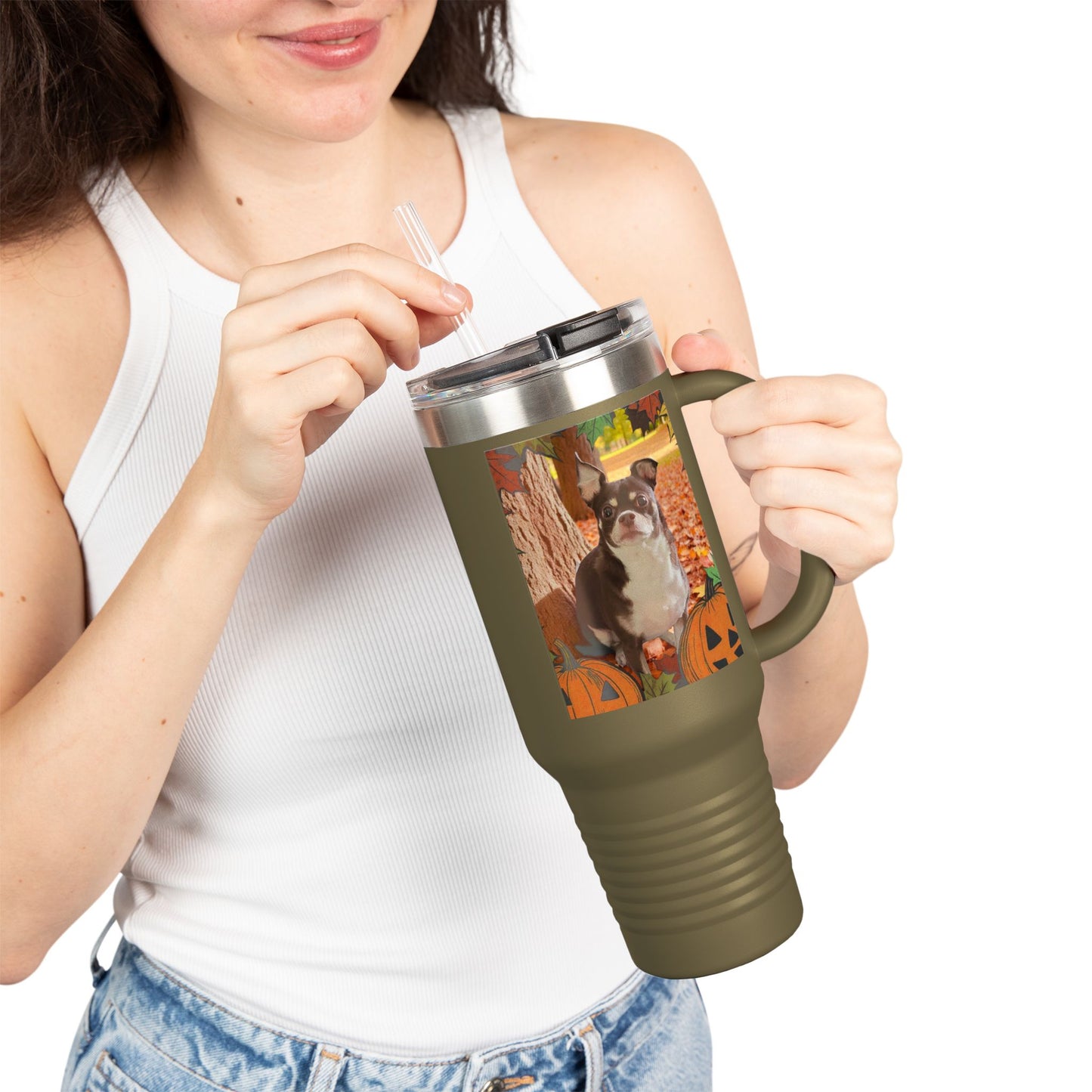 Pet Themed Insulated Travel Mug, 40oz - Fall Design
