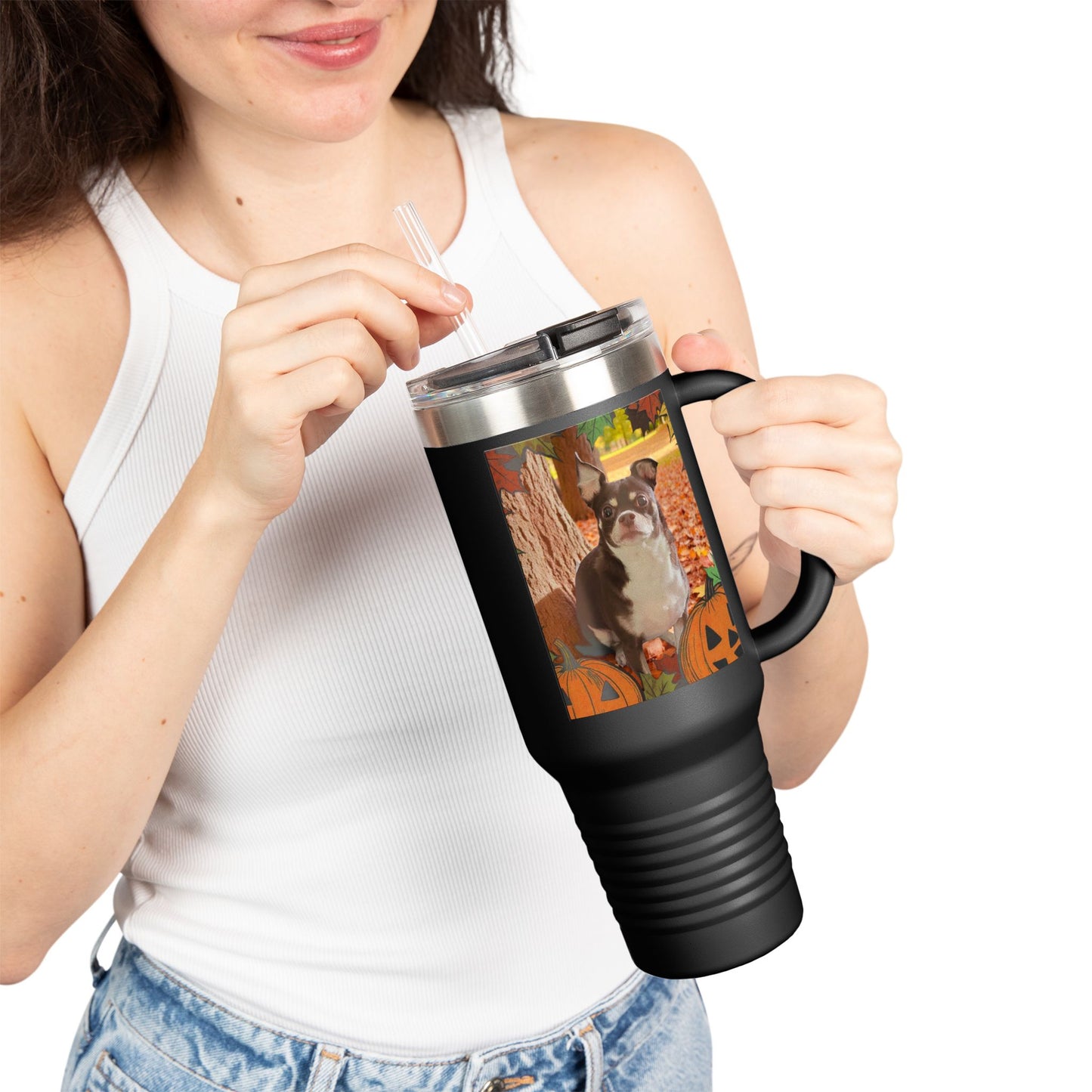 Pet Themed Insulated Travel Mug, 40oz - Fall Design