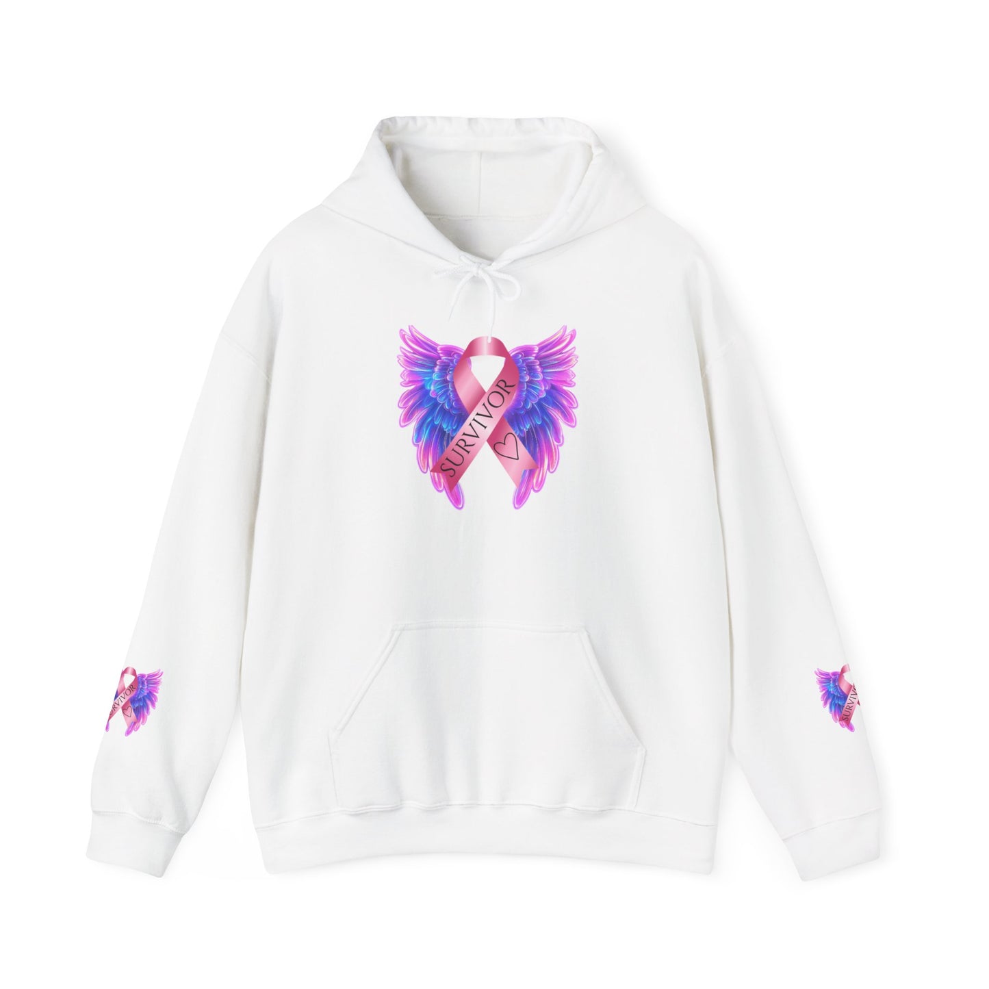 Breast Cancer Ribbon Angel Wings Hoodie, Awareness Pullover