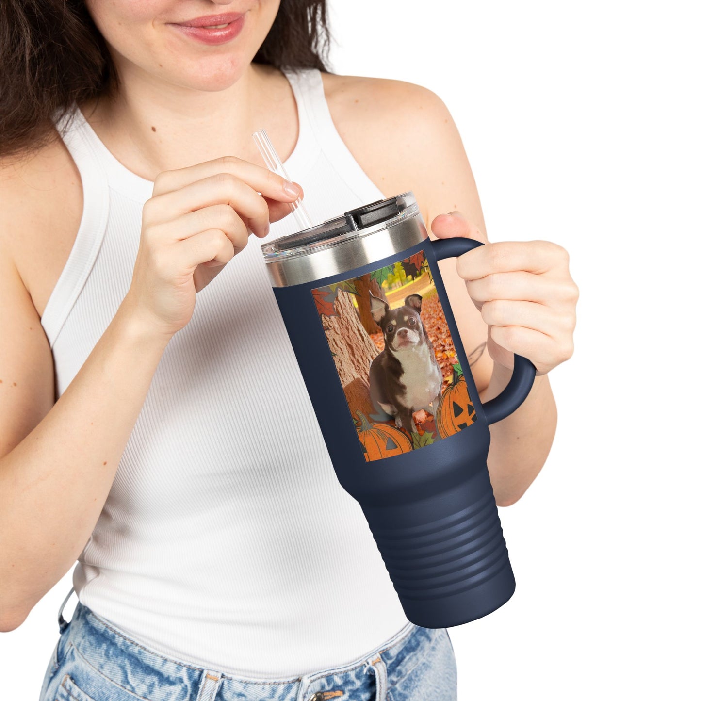 Pet Themed Insulated Travel Mug, 40oz - Fall Design