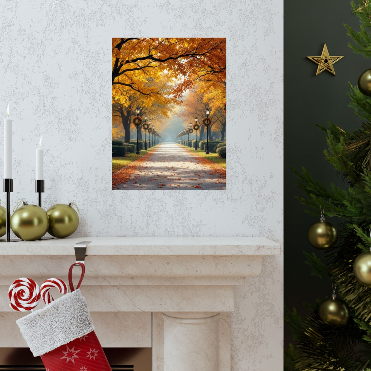 Autumn Pathway Wall Art, Matte Vertical Posters, Fall Decor, Seasonal Artwork, Cozy Home Vibes, Perfect for Thanksgiving