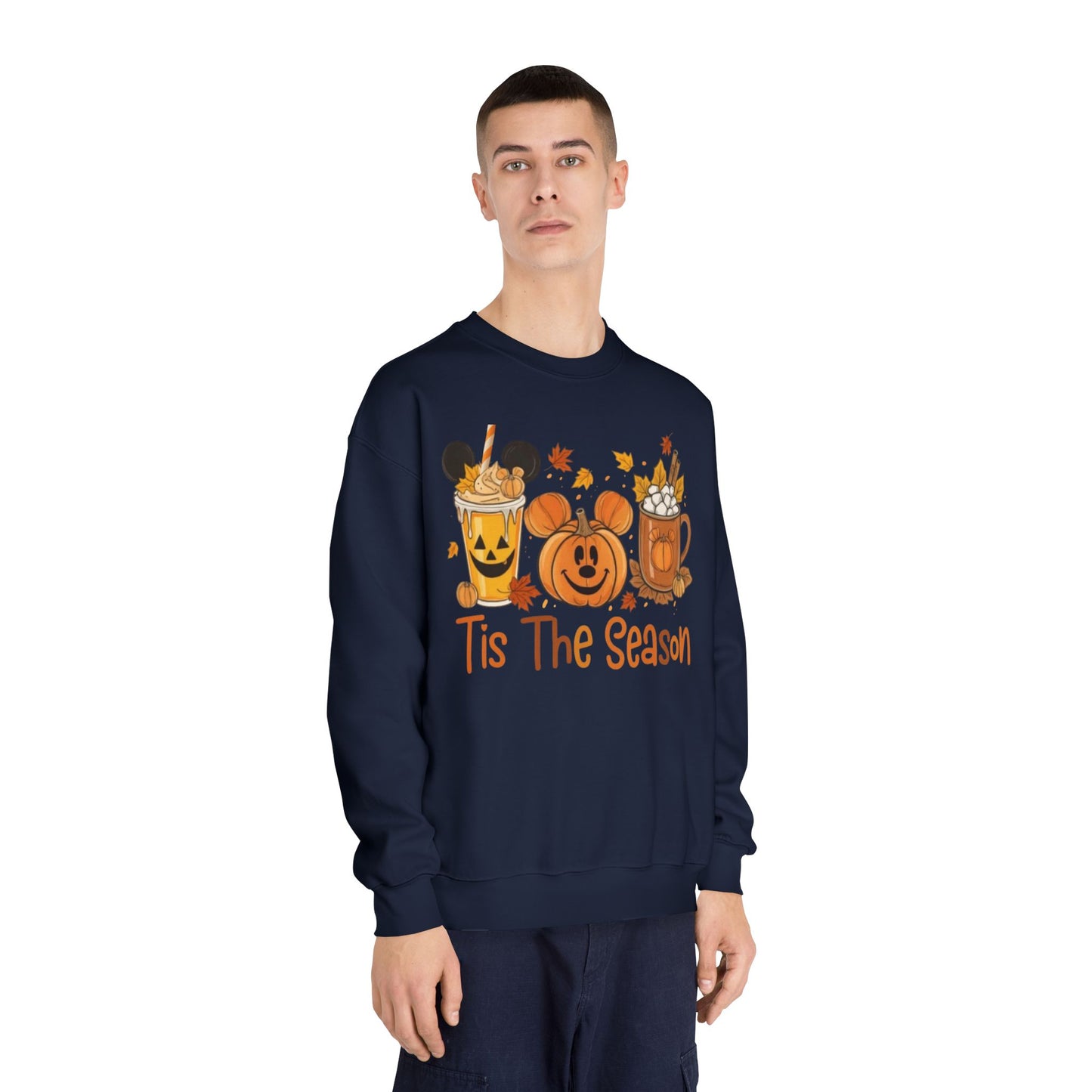 Cozy Fall Sweatshirt with Pumpkin and Hot Cocoa Design, Fall Apparel, Halloween Gift, Winter Fashion, Seasonal Sweatshirt